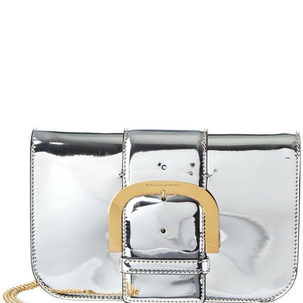 Stella McCartney Silver Metallic Gold Hardware Crossbody Bag Salma Hayek - Picture 1 of 16